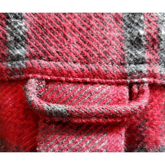 ORVIS Shacket Men's MED Plaid Red/ Grey Flannel  Shirt Side/Front Pockets - Picture 10 of 14